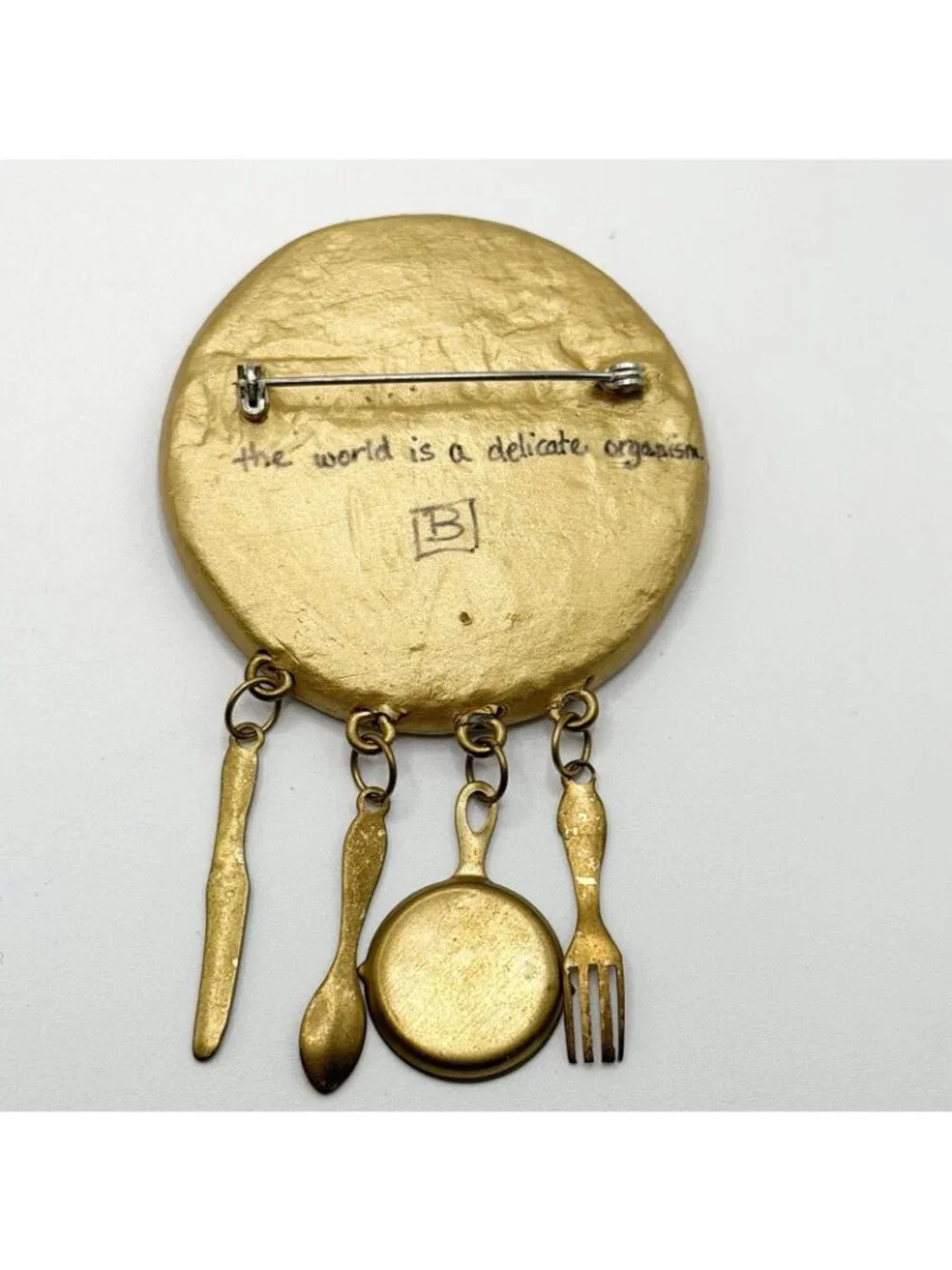 Handcrafted Onion Culinary Themed Brooch Dangling Kitchen‎ Utensils